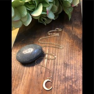 Crescent Moon 14k Gold Boho Carved Necklace